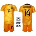Nederland Davy Klaassen #14 Hjemmedraktsett Barn VM 2022 Korte ermer (+ Korte bukser)